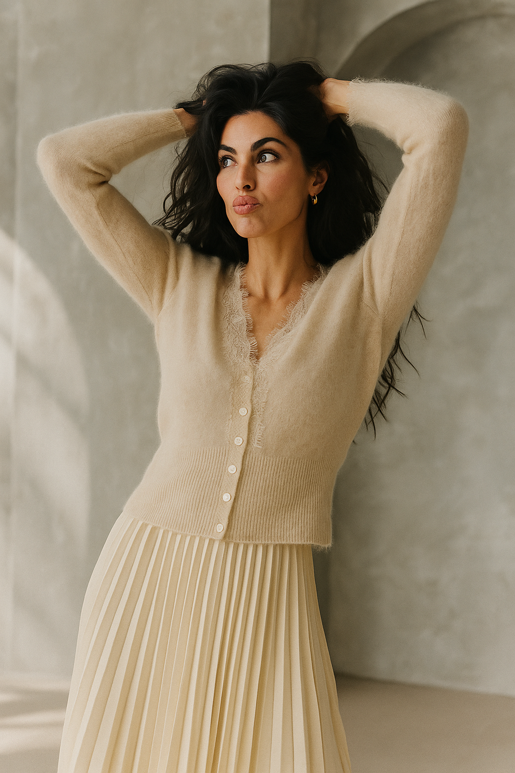 Amelia Cashmere Lace Cardigan