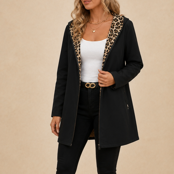 Oriel Reversible Leopard Hooded Coat