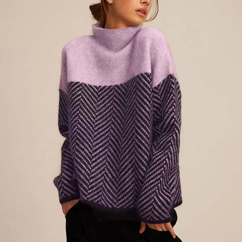 Margo & Main - lilac herringbone turtleneck color option shown, US women's sizes