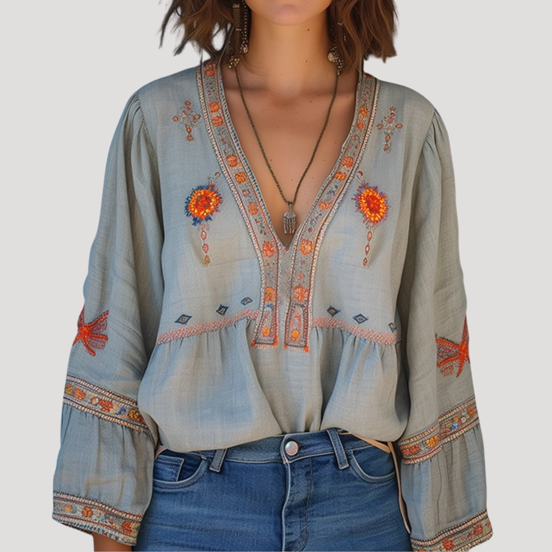 Shirley Embroidered Boho Blouse