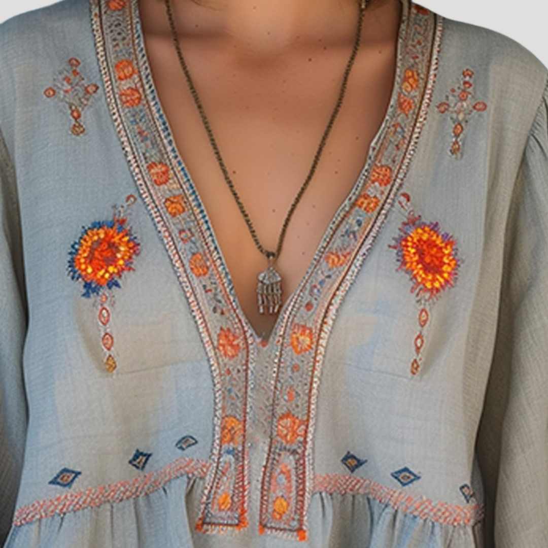 Shirley Embroidered Boho Blouse