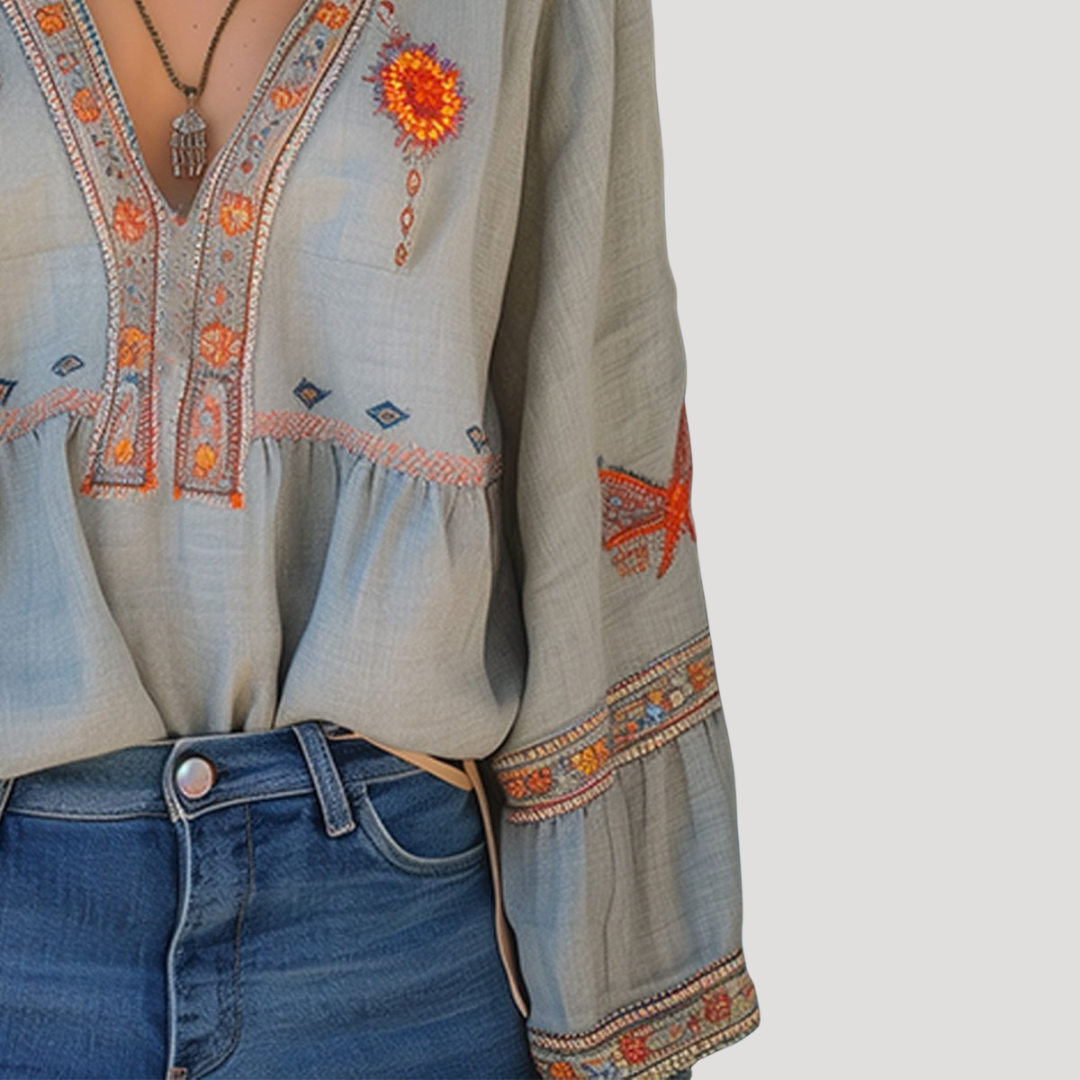 Shirley Embroidered Boho Blouse